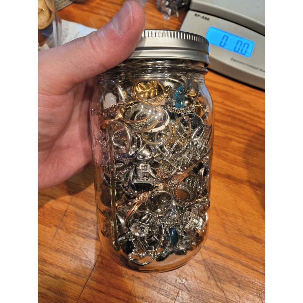 Large Mystery Jewelry Jar 100% All Rings Wearable Mixed Lot 3lb+
